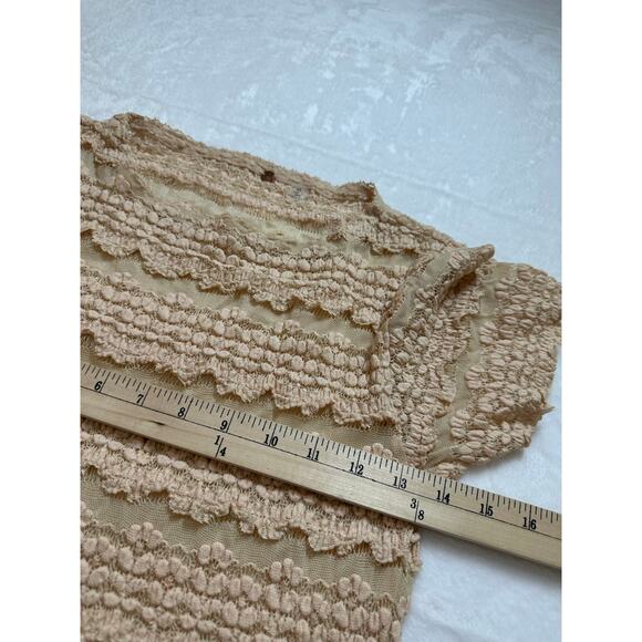 Free People Lace Baby Tee Size Small Cream Beige EUC - Picture 4 of 7